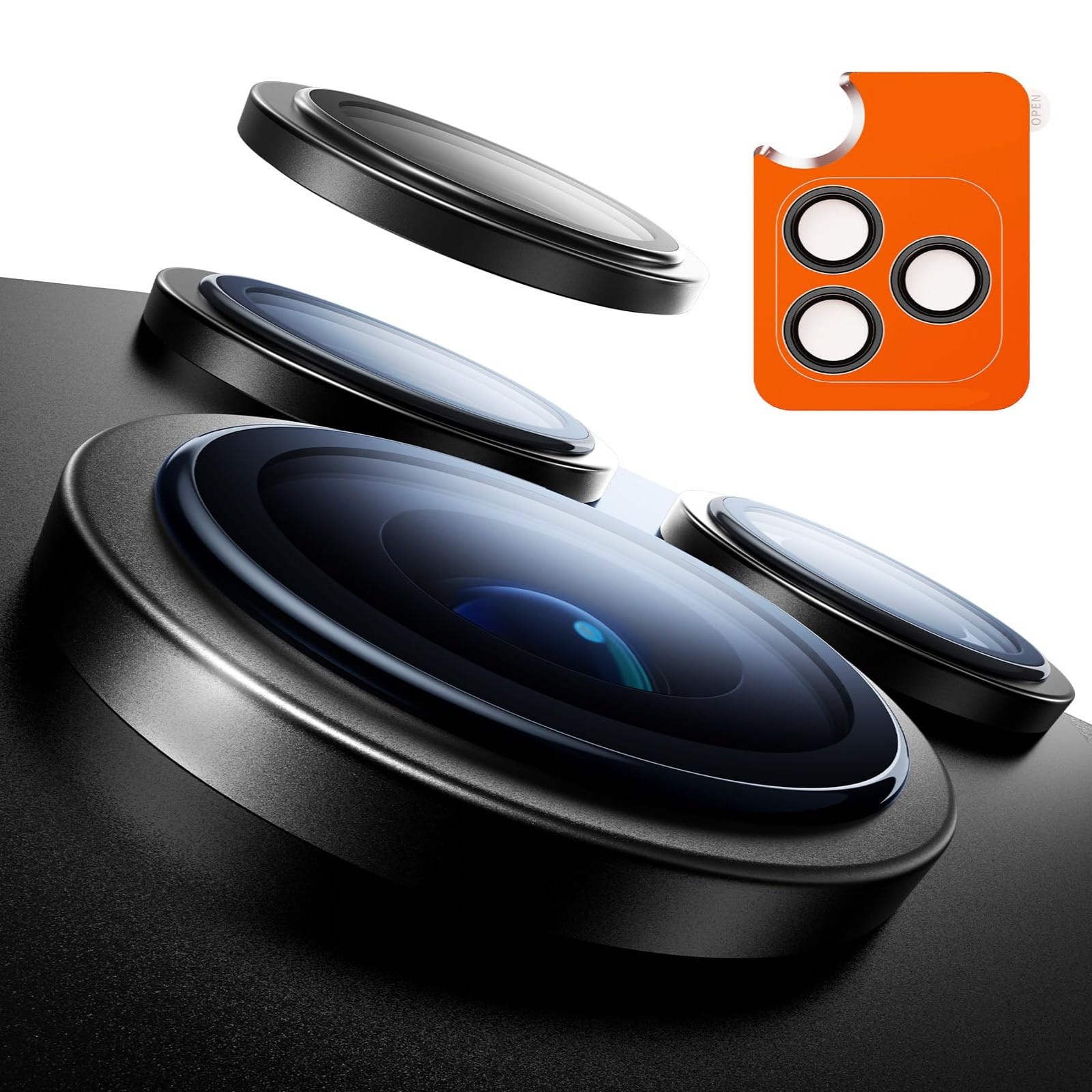 Ultra Premium Camera Lens Protector for iPhone 16 Pro / iPhone 16 Pro Max - Tempered Glass Protection - Black
